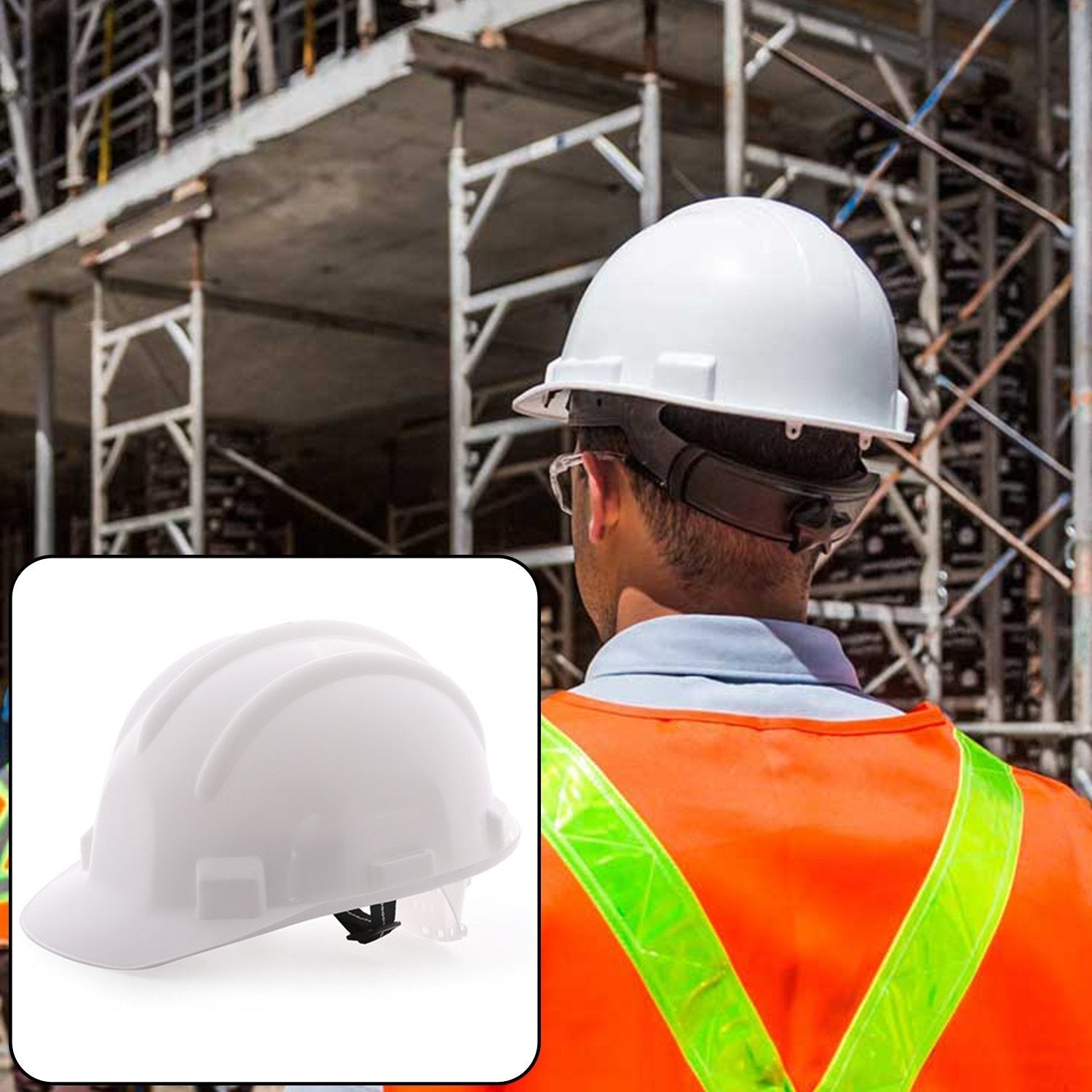 Construction safety helmet designed for protection against impacts, showing its durable build and design Construction safety helmet designed for protection against impacts, showing its durable build and design